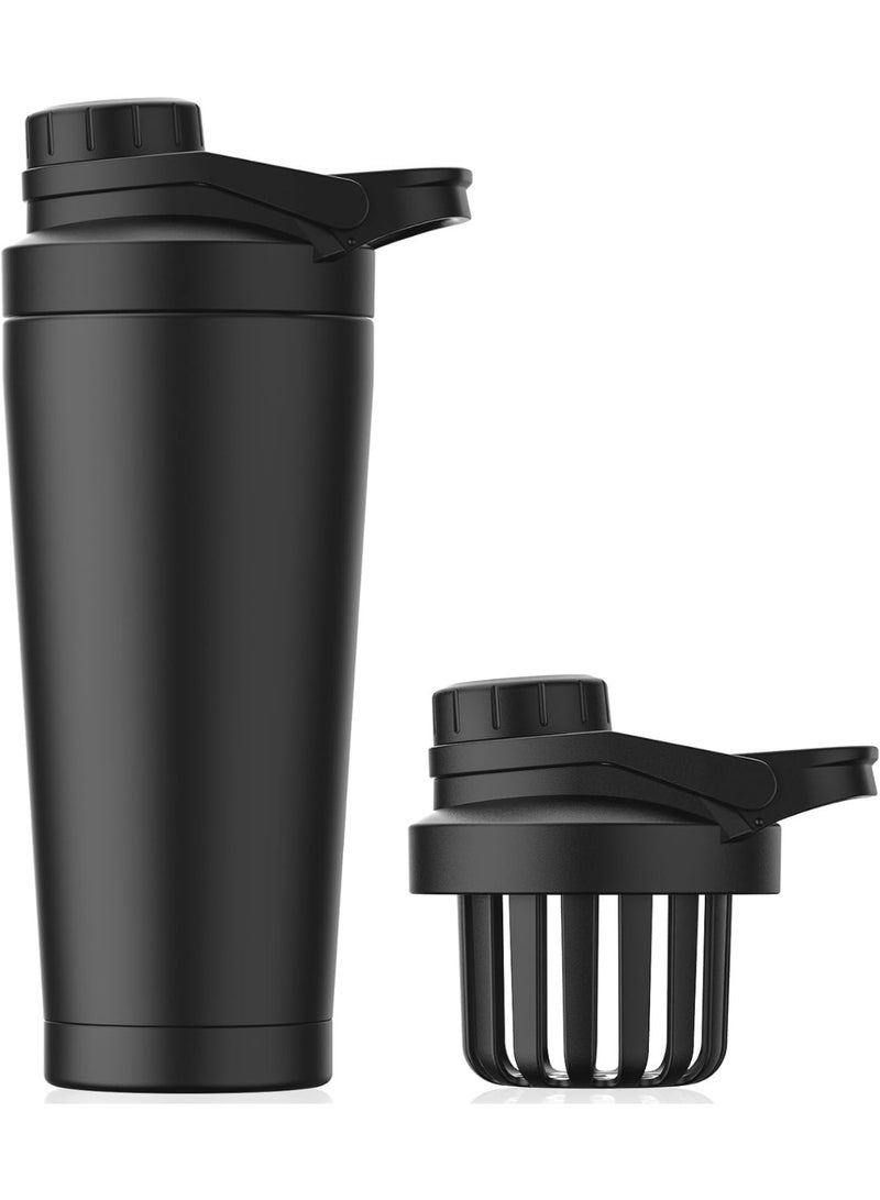 ChicAbode 25 اوقية ( الاونصة ) رسم نوع الغطاء يهز كأس الفولاذ المقاوم للصدأ فراغ مزدوج الترمس غلاية ، غلاية الجسم بسيطة ، خالية من الضوضاء تصميم مانعة للتسرب المعادن يهز كأس ، ومناسبة لمزج البروتين قبل استخدام الرياضة ، أسود - Image 1